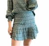 Osamore Printed Mini Skirt In Blue In Blue