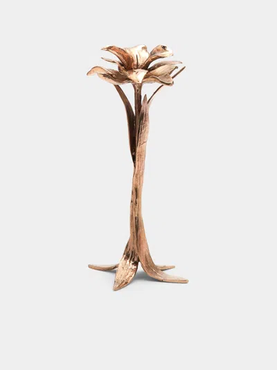 Osanna Visconti Iris Hand-cast Bronze Large Candle Holder In Brown