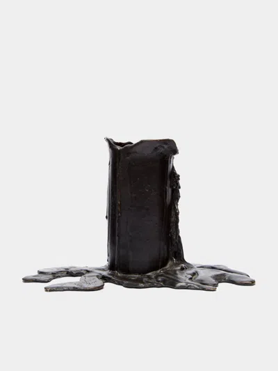 Osanna Visconti Melted Hand-cast Bronze Candle Holder  Abask Luxury Gift In Black