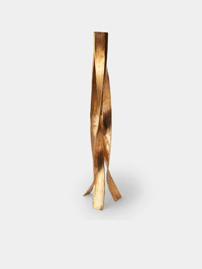 Osanna Visconti Nastro Hand-cast Bronze Candle Holder  Abask Luxury Gift In Black