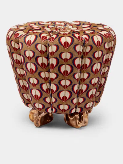 Osanna Visconti X The House Of Lyria Bronze Crinkle Stool  Abask Luxury Gift In Animal Print