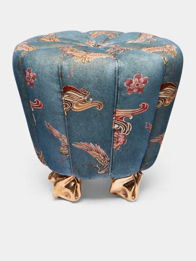 Osanna Visconti X The House Of Lyria Bronze Crinkle Stool  Abask Luxury Gift In Animal Print