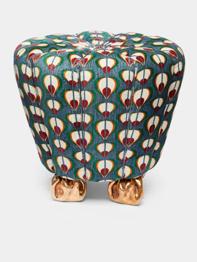 Osanna Visconti X The House Of Lyria Bronze Crinkle Stool  Abask Luxury Gift In Animal Print