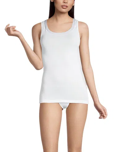 Oscalito Cotton Scoop Neck Tank Top With Satin Trim In White