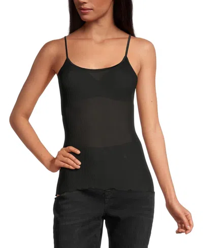 Oscalito Pure Silk Spaghetti Strap Camisole In Black