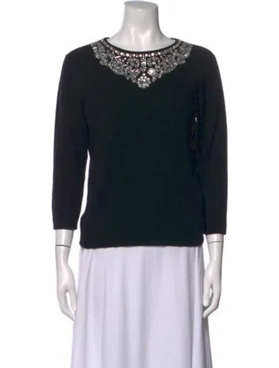 Pre-owned Oscar By Oscar De La Renta Cashmere Crew Neck Sweater In Black