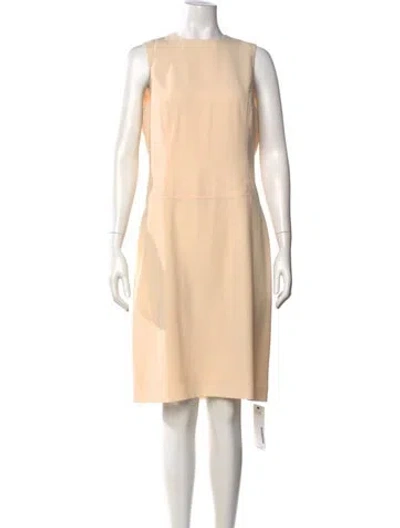 Pre-owned Oscar By Oscar De La Renta Crew Neck Knee-length Dress In Neutrals