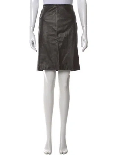 Pre-owned Oscar By Oscar De La Renta Leather Trim Embellishment Knee-length Skirt In Black
