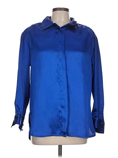 Pre-owned Oscar By Oscar De La Renta Long Sleeve Blouse In Blue