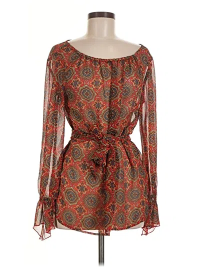 Pre-owned Oscar By Oscar De La Renta Long Sleeve Blouse In Orange