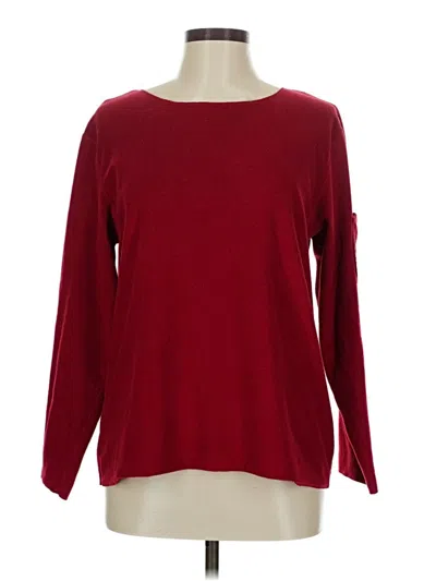 Pre-owned Oscar By Oscar De La Renta Long Sleeve Top Burgundy Boatneck Tops
