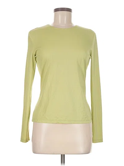 Pre-owned Oscar By Oscar De La Renta Long Sleeve Top Green Crew Neck Tops