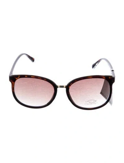 Pre-owned Oscar By Oscar De La Renta Round Gradient Sunglasses In Brown