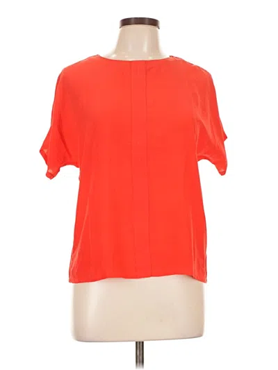 Pre-owned Oscar By Oscar De La Renta Short Sleeve Silk Top Orange Boatneck Tops