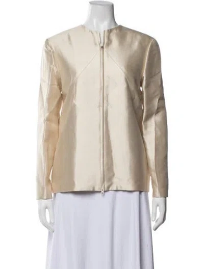 Pre-owned Oscar By Oscar De La Renta Silk Jacket In Neutrals