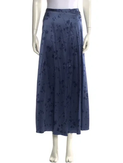 Pre-owned Oscar By Oscar De La Renta Silk Midi Length Skirt In Blue