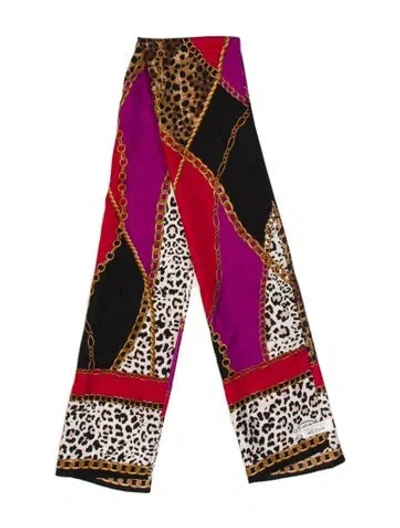 Pre-owned Oscar By Oscar De La Renta Silk Printed Scarf In Black