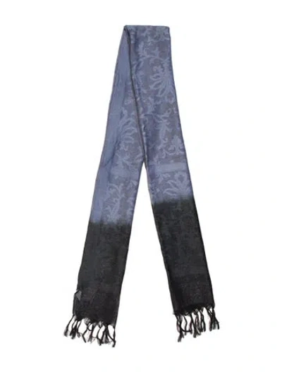 Pre-owned Oscar By Oscar De La Renta Silk Printed Scarf In Blue