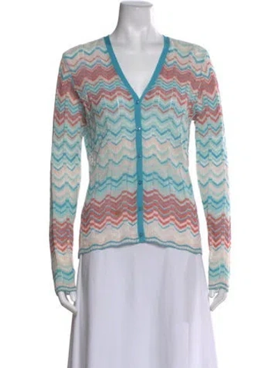 Pre-owned Oscar By Oscar De La Renta Striped V-neck Sweater In Multi