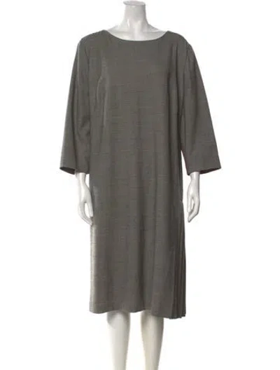 Pre-owned Oscar By Oscar De La Renta Wool Midi Length Dress In Grey