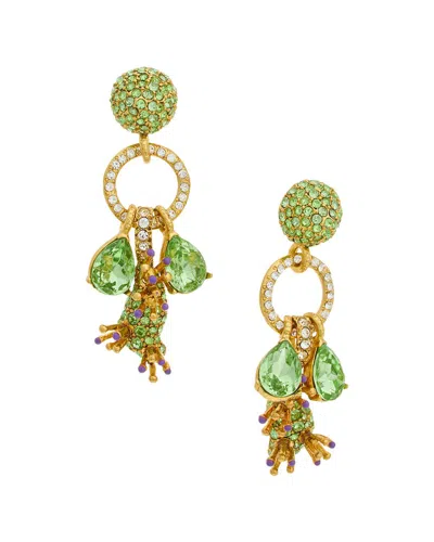 Oscar De La Renta Cactus Chain Link Drop Earrings In Green Multi