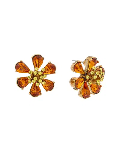 Oscar De La Renta 14k Flower Button Earrings In Orange