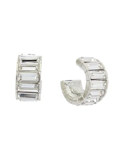 Oscar De La Renta 14k Mini Baguette Hoops In White