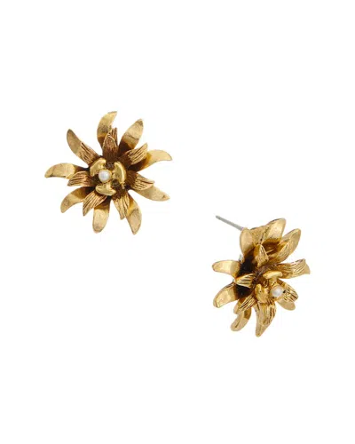 Oscar De La Renta 14k Small Dahlia Earrings In Gold