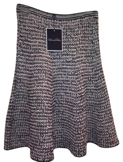 Pre-owned Oscar De La Renta $1,900 Hand Knit Black Flare Skirt (size: Medium)