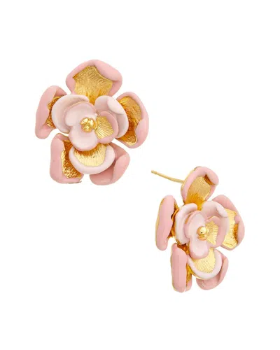 Oscar De La Renta 2-tone Enamel Rose Earrings