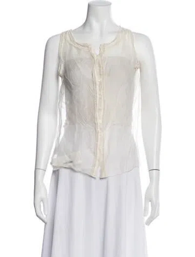 Pre-owned Oscar De La Renta 2007 Silk Blouse In Neutral