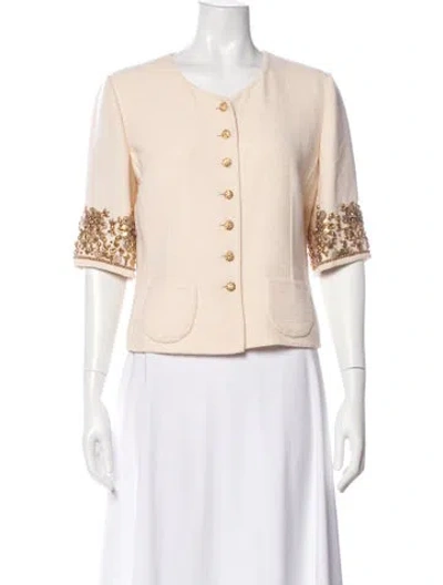 Pre-owned Oscar De La Renta 2007 Wool Evening Jacket In Neutral