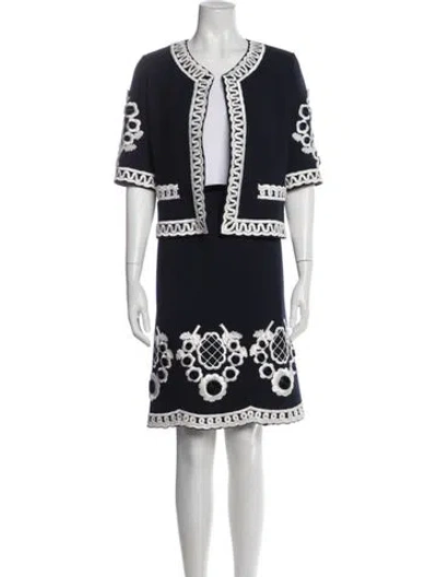 Pre-owned Oscar De La Renta 2007 Wool Skirt Set In Blue