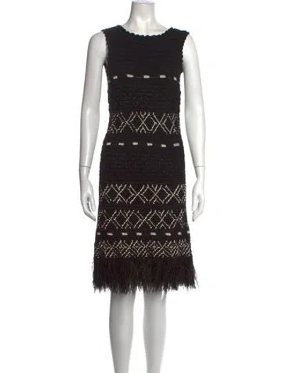 Pre-owned Oscar De La Renta 2008 Midi Length Dress In Black