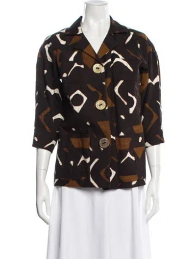 Pre-owned Oscar De La Renta 2008 Printed Blazer In Brown