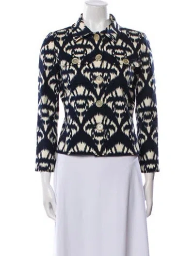 Pre-owned Oscar De La Renta 2008 Printed Evening Jacket In Blue