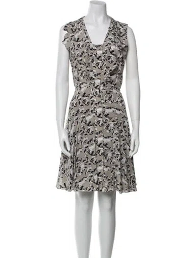 Pre-owned Oscar De La Renta 2009 Knee-length Dress W/ Tags In Gray