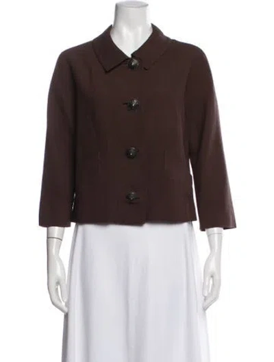 Pre-owned Oscar De La Renta 2009 Silk Blazer In Brown