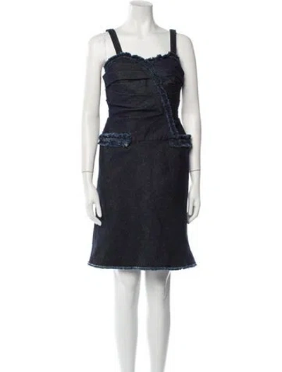 Pre-owned Oscar De La Renta 2010 Denim Mini Dress In Blue