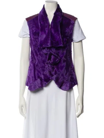 Pre-owned Oscar De La Renta 2010 Lamb Fur Vest In Purple