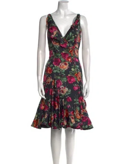 Pre-owned Oscar De La Renta 2010 Midi Length Dress In Black