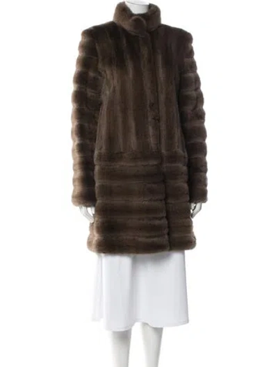 Pre-owned Oscar De La Renta 2010 Mink Fur Coat In Brown
