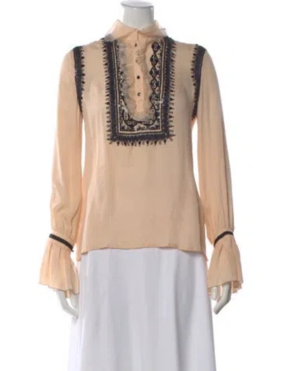 Pre-owned Oscar De La Renta 2010 Silk Blouse In Pink