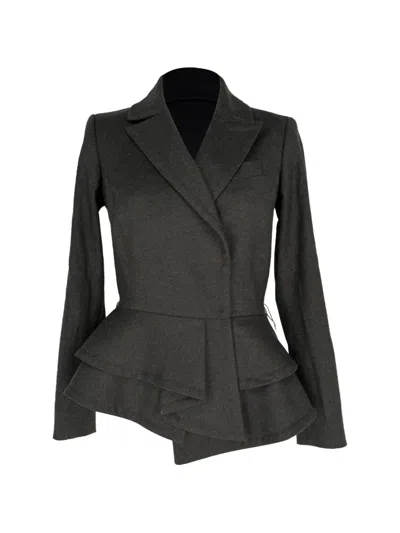 Pre-owned Oscar De La Renta 2010-2020s Peplum Blazer In Grey