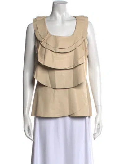 Pre-owned Oscar De La Renta 2011 Calf Leather Blouse In Neutral