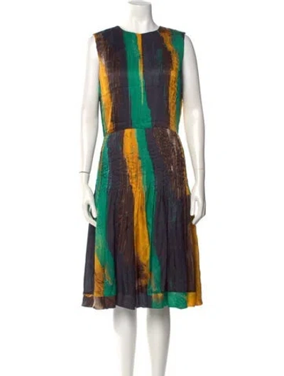 Pre-owned Oscar De La Renta 2011 Midi Length Dress In Black