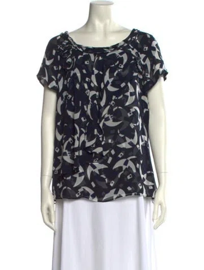 Pre-owned Oscar De La Renta 2011 Silk Blouse In Blue