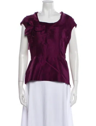 Pre-owned Oscar De La Renta 2011 Silk Blouse In Purple
