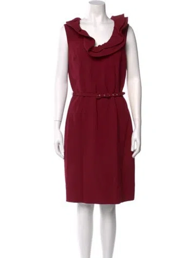 Pre-owned Oscar De La Renta 2012 Knee-length Dress In Burgundy