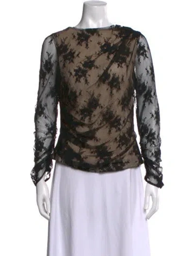 Pre-owned Oscar De La Renta 2012 Lace Blouse In Black